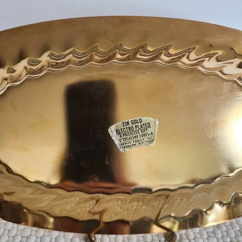 Vintage Forman Metal Gold Tone Serving Tray Platter 23K Gold Electro Plated